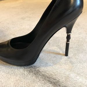 Gucci bamboo accent black leather stiletto pumps 38.5/ size 9